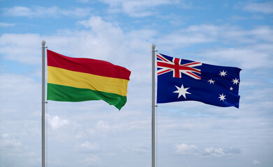 Australia and Bolivia flags, country relationship concept