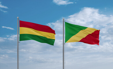 Congo and Bolivia flags, country relationship concept