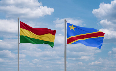 Congo and Bolivia flags, country relationship concept
