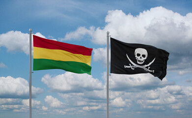 Pirate and Bolivia flags, country relationship concept