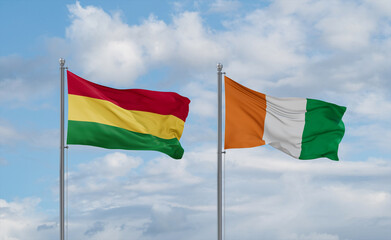 Cuba and Bolivia flags, country relationship concept