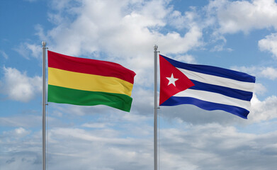 Cuba and Bolivia flags, country relationship concept