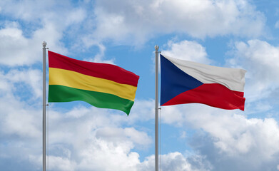 Czech Republic and Bolivia flags, country relationship concept