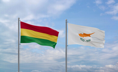 Cyprus and Bolivia flags, country relationship concept