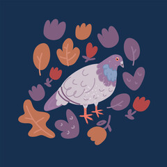 Cartoon vector illustration of full body of pigeon bird