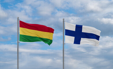 Finland and Bolivia flags, country relationship concept