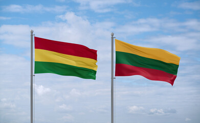 Lithuania and Bolivia flags, country relationship concept