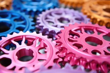 close-up image of bicycle sprockets
