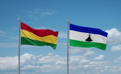 Lesotho and Bolivia flags, country relationship concept