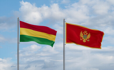 Montenegro and Bolivia flags, country relationship concept