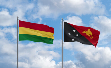 Papua New Guinea and Bolivia flags, country relationship concept