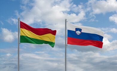 Slovenia and Bolivia flags, country relationship concept