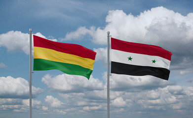 Syrian and Bolivia flags, country relationship concept