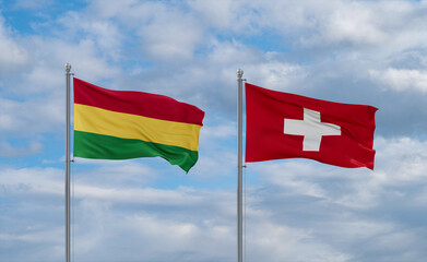 Switzerland and Bolivia flags, country relationship concept