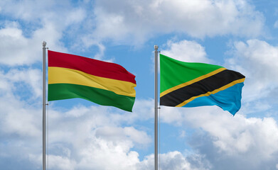 Tanzania and Bolivia flags, country relationship concept