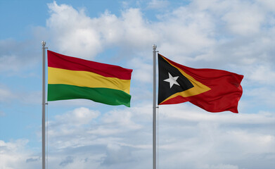 East Timor and Bolivia flags, country relationship concept