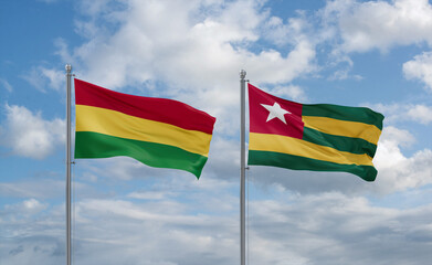 Togo and Bolivia flags, country relationship concept