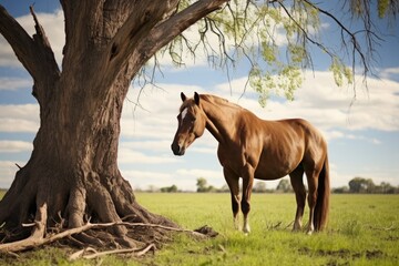 old horse grazing in a paddock - obrazy, fototapety, plakaty