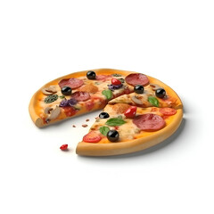 Pizza isolated on white background with clipping path. Top view.