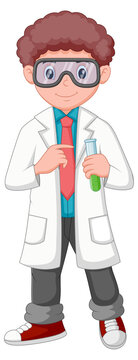 LIttle scientist cartoon character. Vector illustration