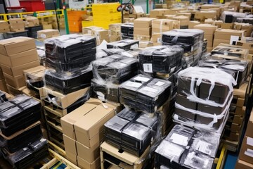 stacks of packaged camera components waiting for assembly