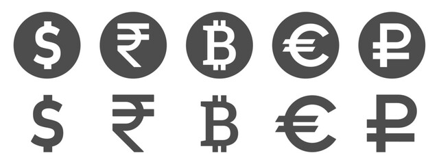 Money vector icons set. Virtual currency icons
