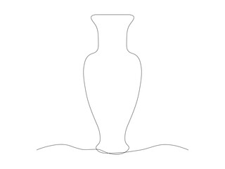 Abstract flower vase continuous One line art drawing