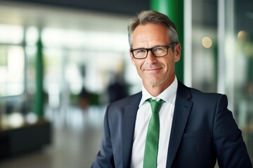 Fototapeta premium Confident Mature Businessman in Modern Office Setting