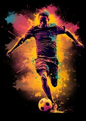 Fußball Bunte Silhouette eines Fußballspielers