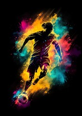 Fußball Bunte Silhouette eines Fußballspielers