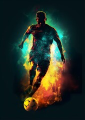Fußball Bunte Silhouette eines Fußballspielers