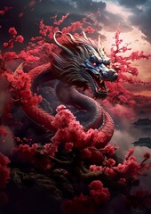 Japanischer Drache Fantasie Wolkenschlange 