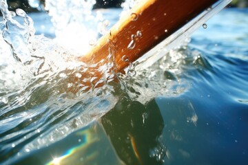 close-up of a splash from an oar in water