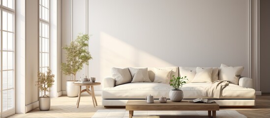 White sofa in Scandinavian designed living room