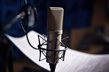 a microphone clipped on a sheet of paper