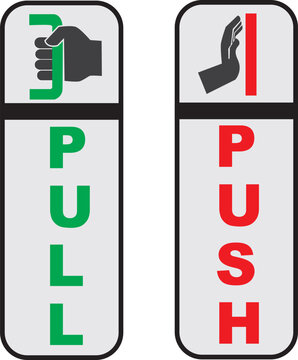 vector of push pull sign on door