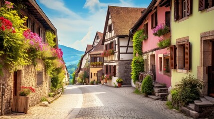 A road through a charming European village