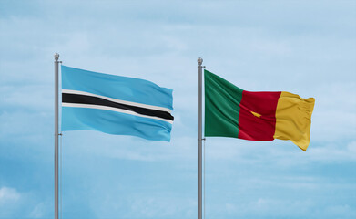 Cameroon and Botswana flags, country relationship concept