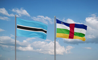 Central African Republic and Botswana flags, country relationship concept
