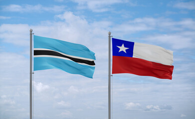 Chile and Botswana flags, country relationship concept