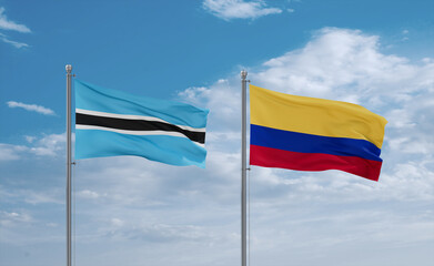 Colombia and Botswana flags, country relationship concept