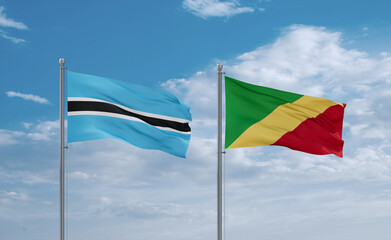 Congo and Botswana flags, country relationship concept