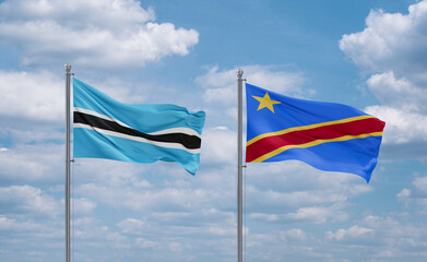 Congo and Botswana flags, country relationship concept