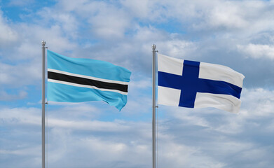 Finland and Botswana flags, country relationship concept