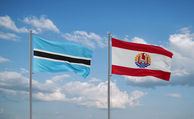 Botswana and French Polynesia flags, country relationship concept