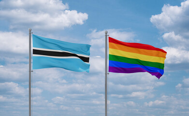 Gay Pride and Botswana flags, country relationship concept