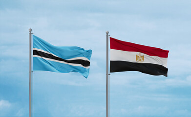 Egypt and Botswana flags, country relationship concept