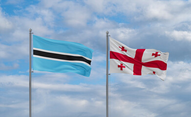 Georgia and Botswana flags, country relationship concept