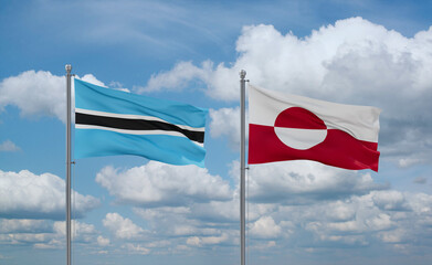 Greenland and Botswana flags, country relationship concept