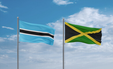 Jamaica and Botswana flags, country relationship concept